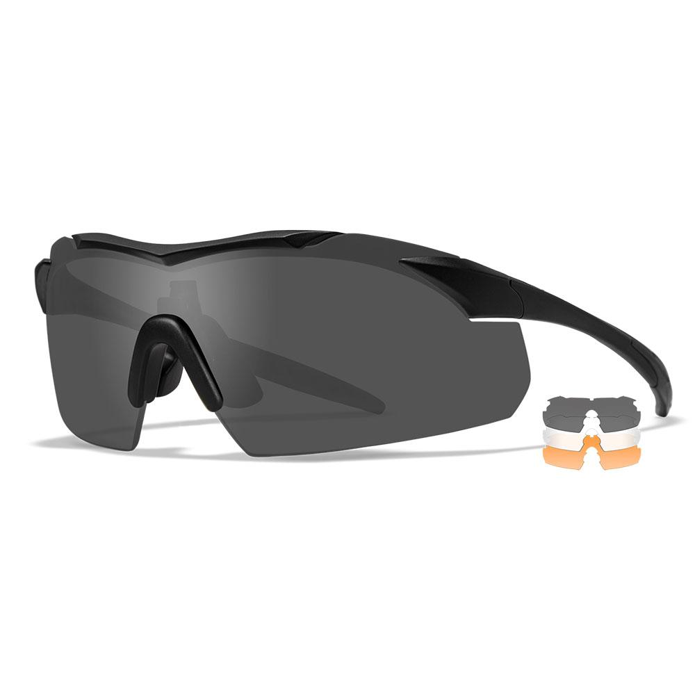  Wiley X Eyewear Vapor Grey/Clear/Rust Lenses Black Frame 3552