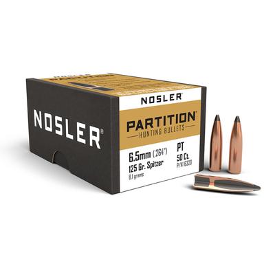 Nosler Partition 6.5mm 125gr Bullets, Box of 50