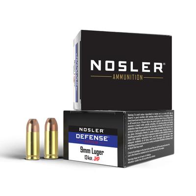 Nosler Defense 9MM +P 124gr JHP, Box of 20