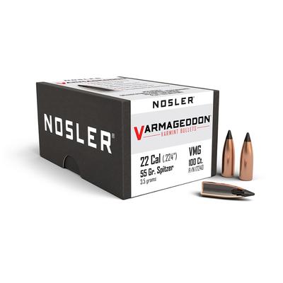 Nosler Varmageddon, 22 Caliber, 55gr FB Tipped, 100 per box