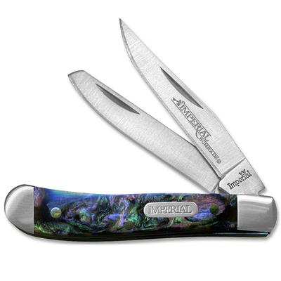 Imperial IMP19PRT Small 2-Blade Trapper Pocket Knife with Purple Swirl Handle