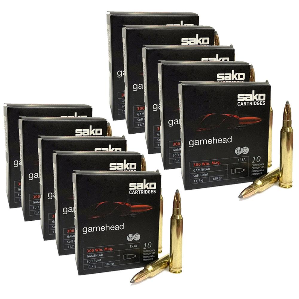  Sako Gamehead Ammo 300 Win Mag 180gr Soft Point, Case Of 100