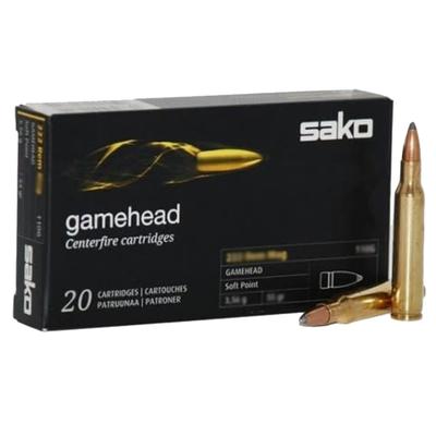 Sako Ammo 223 Rem Gamehead JSP, 50 Grain - Box of 20