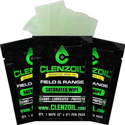 Clenzoil Field & Range Single-Use Saturated Gun Oil Wipe Packets, Individual CLP Wipes, One-Step Gun Cleaning Oil & Lubricant Field Wipes for Hunting