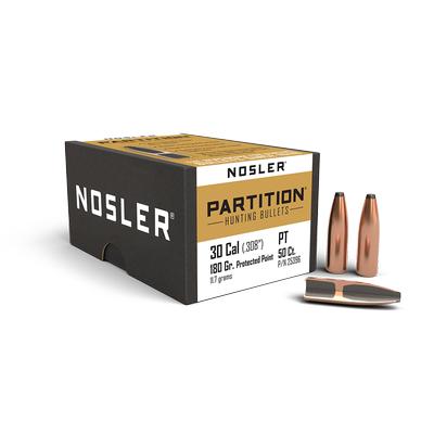 Nosler Partition 30 Caliber 180gr Bullets, Box Of 50