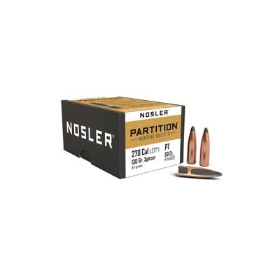 Nosler Partition 270 Caliber 130gr Bullets, Box Of 50