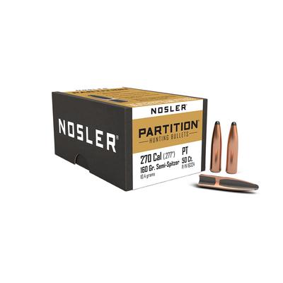 Nosler Partition 270 Caliber 160gr Bullets, Box Of 50