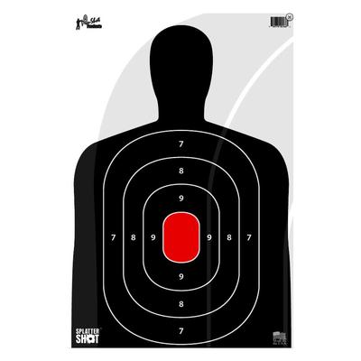 Pro Shot Splattershot Silhouette Targets (8-Pack) - Red/Black on White