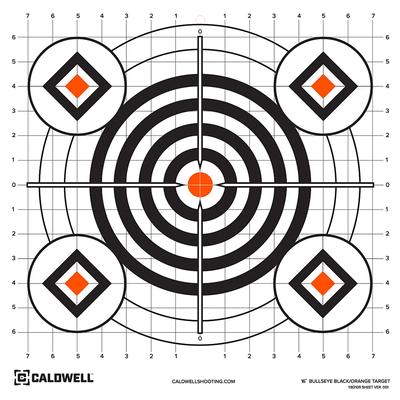 Caldwell Black and Orange Sight Sight In Bullseye Paper Targets - 16