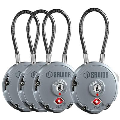 SAVIOR 3-DIGIT CABLE LOCK TRAVEL SENTRY TSA APPROVED - 4 PACK GRAY