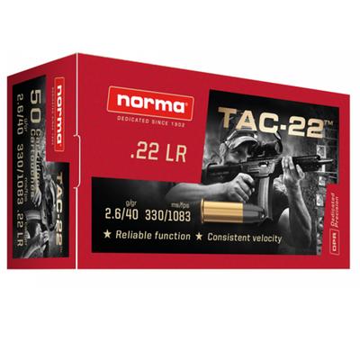 NORMA TAC-22, 22LR 40gr Lead Round Nose - Case of 500 rounds