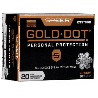 Speer - Gold Dot Handgun, 40 S&W, 165 Grain, Gold Dot Hollow Point, 1150 fps