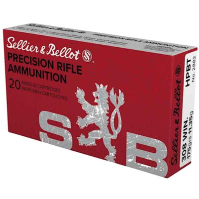 Sellier & Bellot Ammo, 308 Win 175 Grain HPBT OTM Match, 20 Rounds