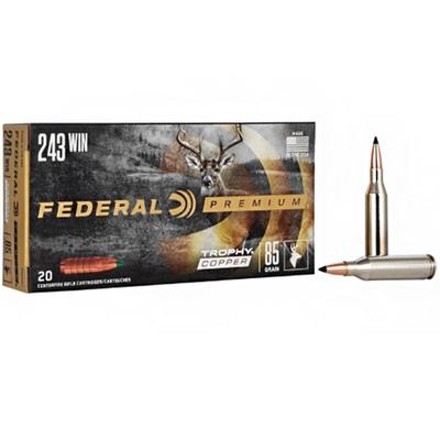 Federal - Trophy Copper, 243 Win, 85 Grain, 3200 fps - Box of 20 Rounds 