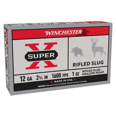 Winchester 12GA 2-3/4IN 1OZ Rifled Slug - Hollow Point - Box of 5 Rounds 