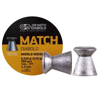 JSB Match Diabolo JSB Yellow Match Diabolo Middle Weight .177 Cal, 8.02gr, 4.50mm -  500 Pack