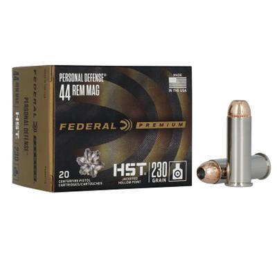 Federal Personal Defense 44 Remington Mag Ammo, 230 Grain, HST Jacketed Hollow Point - Box of 20, P44HST1S