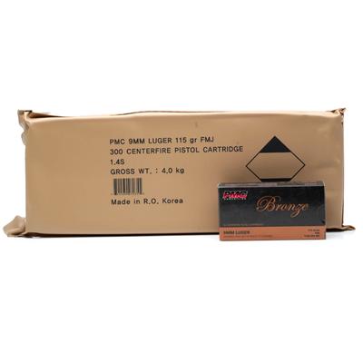 PMC Bronze Ammo, 9mm, 115 Grain, FMJ, Battle Pack of 300 Rounds, PMC9A-BP