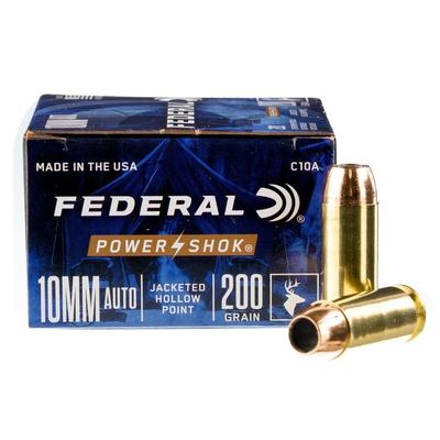 Federal Power-Shok 10mm Auto Ammunition JHP 200 Grains - Box of 20