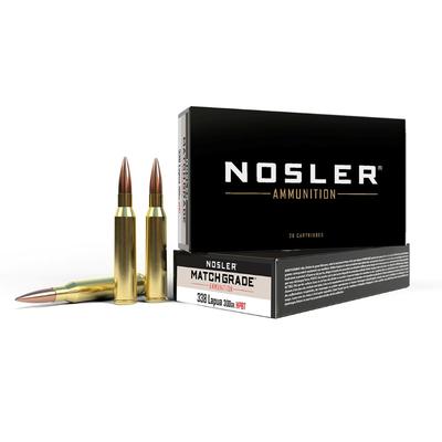 Nosler Match Grade Ammo 338 Lapua Mag, 300 Grain, HPBT - Box of 20, 43136