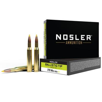 Nosler Ballistic Tip Hunting Rifle Ammo .270 Winchester, 140 Grain, Spitzer Polymer Tip - Box of 20, 40055