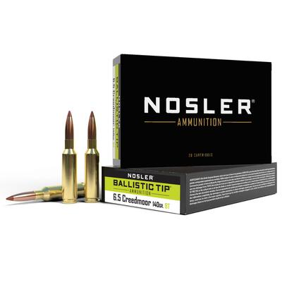 Nosler Ballistic Tip Hunting Ammo, 6.5 Creedmoor, 140 Grain, Boat Tail - Box of 20, 40064