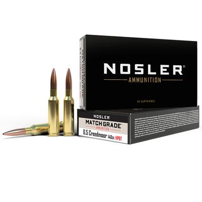 Nosler Match Grade Ammo, 6.5 Creedmoor, 140 Grain, Custom Competition Hollow Point Boat Tail - Box of 20, 43455