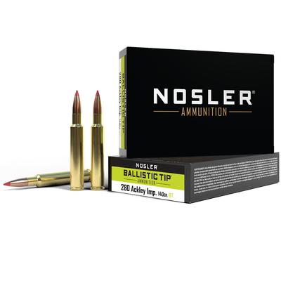 Nosler Ballistic Tip, .280 Ackley Improved, 140 Grain, Rifle Ammunition - Box of 20, 43504