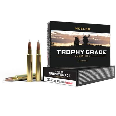 Nosler Trophy Grade .280 Ackley Improved, 140 Grain, AccuBond Rifle Ammo - Box of 20, 60043