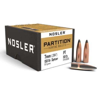 Nosler .284 Diameter 150 Grain Sptizer Partition Box of 50 Bullets