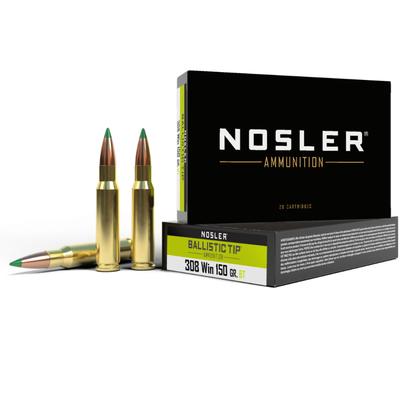 Nosler - 308 Winchester 150gr Ballistic Tip Hunting Ammunition - Box of  20 Rounds 