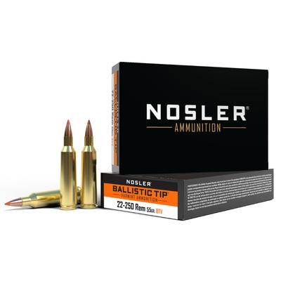 Nosler - 22-250 Remington 55gr Ballistic Tip Varmint Ammunition - Box of 20 Rounds 