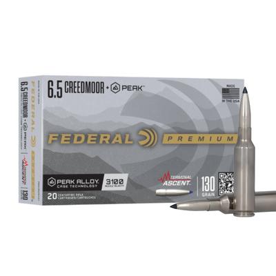 Federal - Terminal Ascent, 6.5 Creedmoor +Peak, 130 Grain, Terminal Ascent, 3100 fps - Box of 20 Rounds 