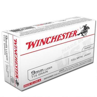 Winchester USA Ammo 9mm 115gr FMJ  - Box of 50