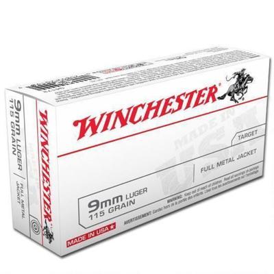 Winchester USA Ammo 9mm 115gr FMJ  - Box of 50