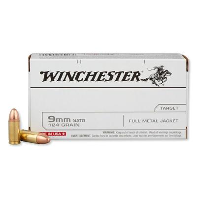 Winchester NATO Ammo 9mm Luger 124gr FMJ Q4318 -  Box of 50