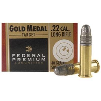 Federal .22LR Gold Medal Target Solid Lead Ammo 40gr 1080fps 711B - Box of 50