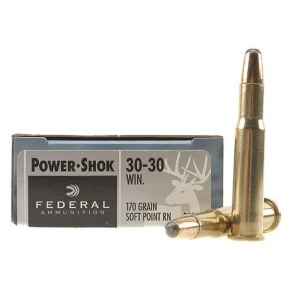  Federal Power- Shok Ammo 30- 30 Winchester 170gr Rn Sp - Box Of 20