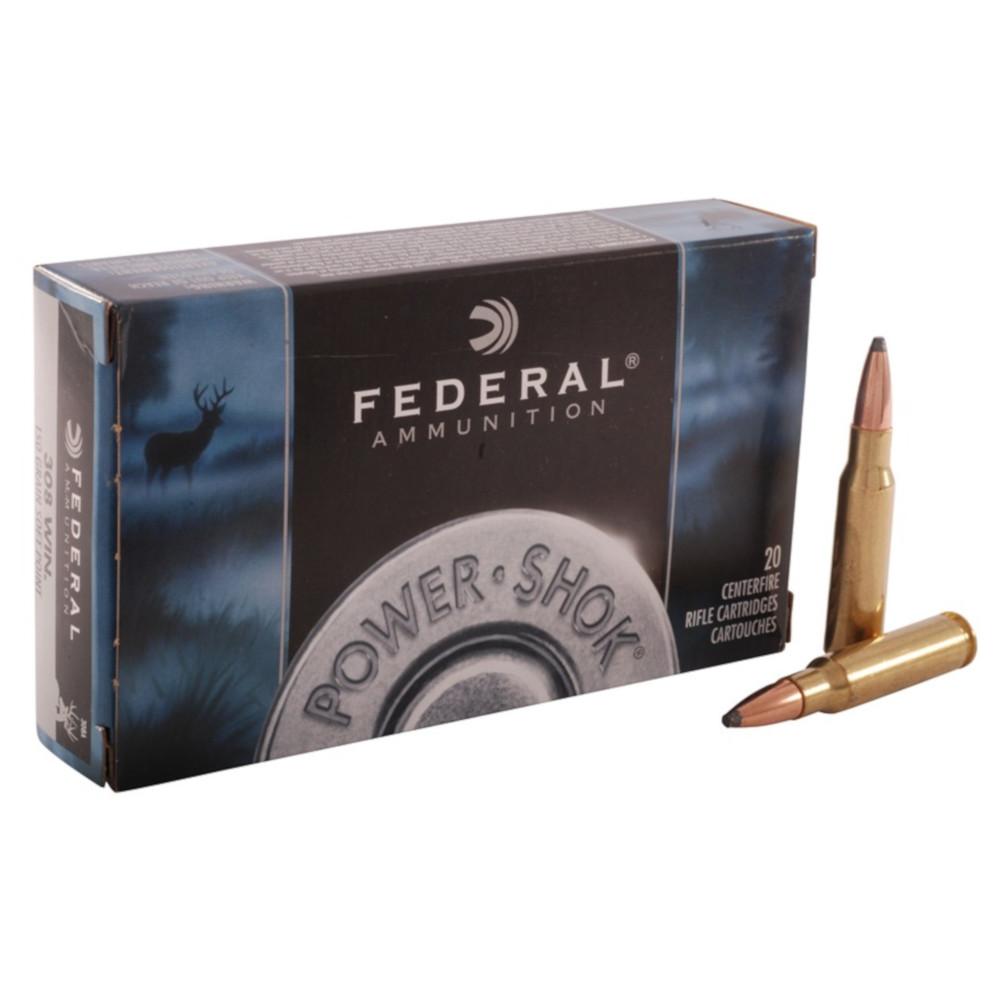  Federal Power- Shok Ammo 308 Winchester 150gr Sp - Box Of 20