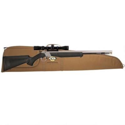 CVA Wolf Break Action Single Shot Black Powder Rifle .50 Caliber Konus 3-9x40mm Scope Black Synthetic Stock Stainless Steel Finish PR2110SSC