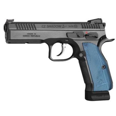 CZ Shadow 2 Semi-Auto Pistol 9mm 10 Round Adjustable Sights Black w/ Blue Grips