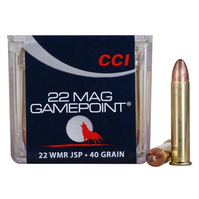 CCI GamePoint Ammo 22 Winchester Magnum Rimfire (WMR) 40gr Jacketed Spire Point  - Box of 50