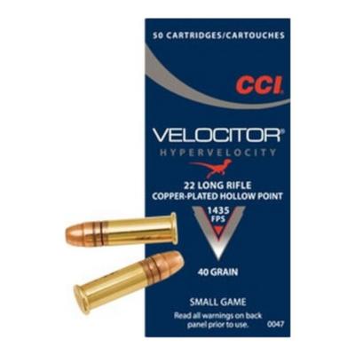 CCI Velocitor Ammo .22LR 40gr Plated Lead HP - Box of 50
