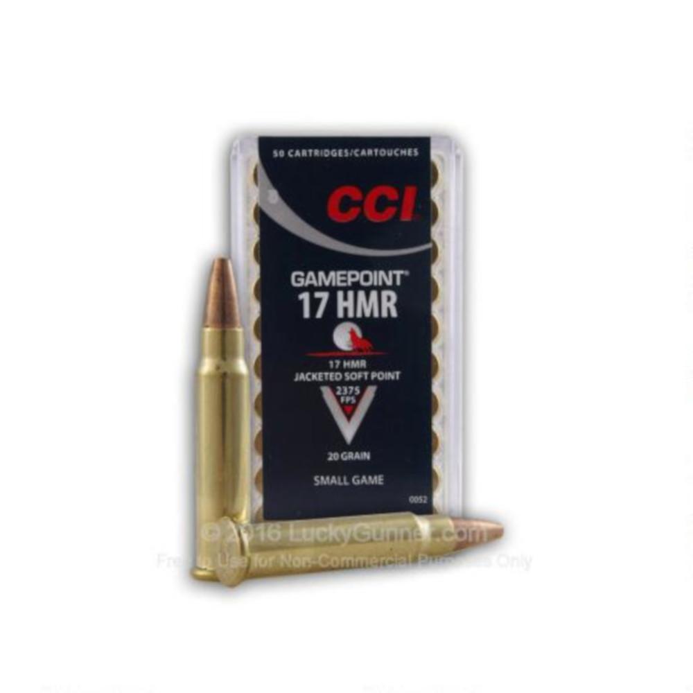 CCI GamePoint Ammo 17 HMR Jacketed SP 20gr - Box of 50