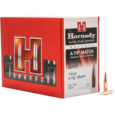 Hornady (QTY 100)  A-TIP Match Bullets 6mm 110gr