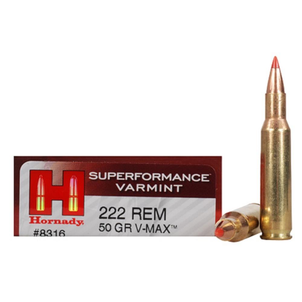  Hornady Superformance Varmint Ammo 222 Remington 50gr V- Max - Box Of 20