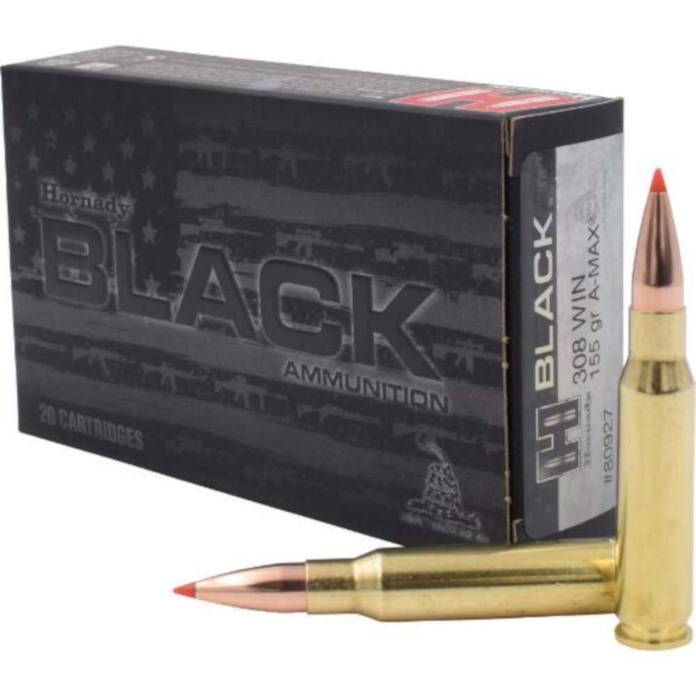  Hornady Black Ammo 308 Winchester 155gr A- Max - Box Of 20