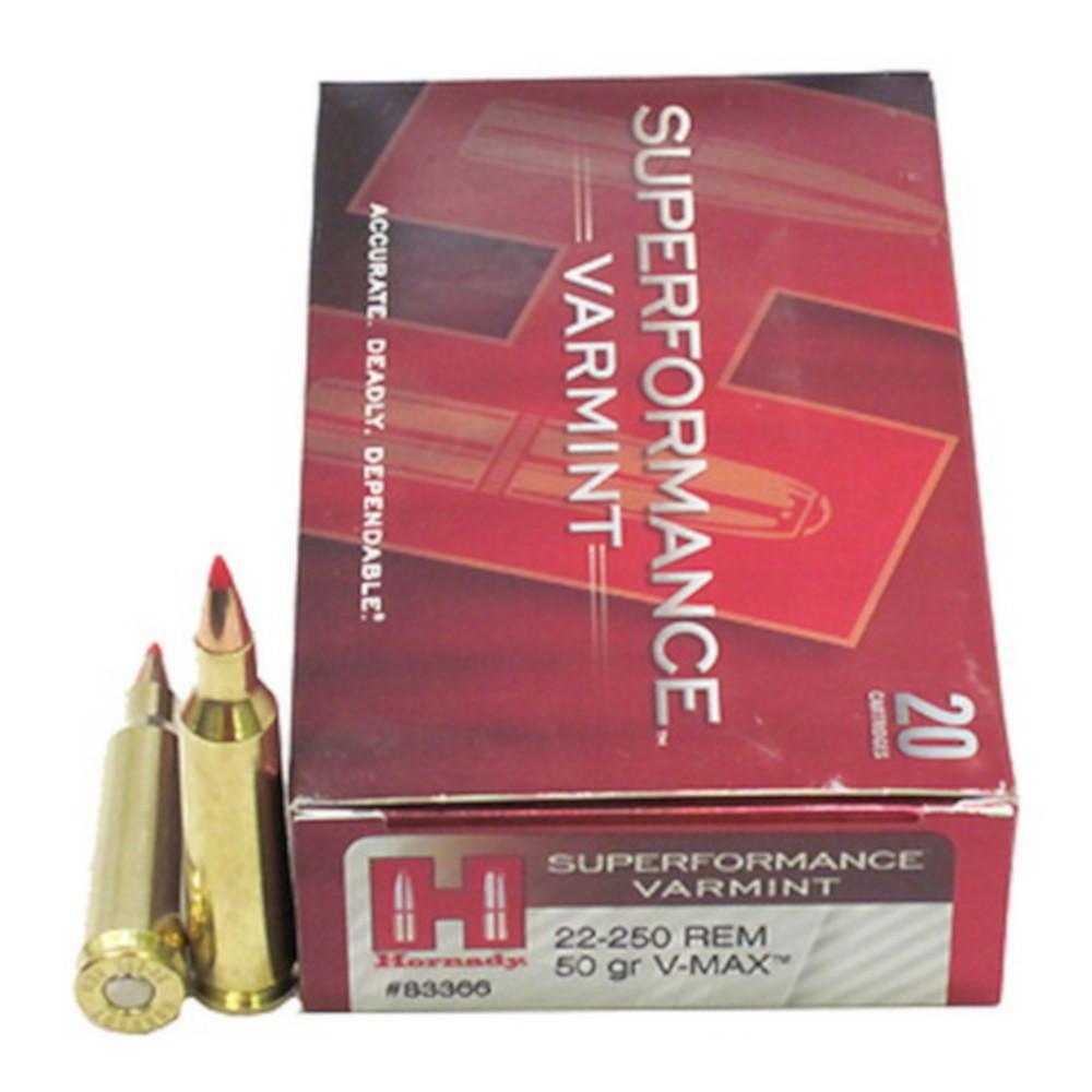 Hornady Ammo 22-250 Rem 50gr V-MAX Superformance Varmint 83366 - Box of 20