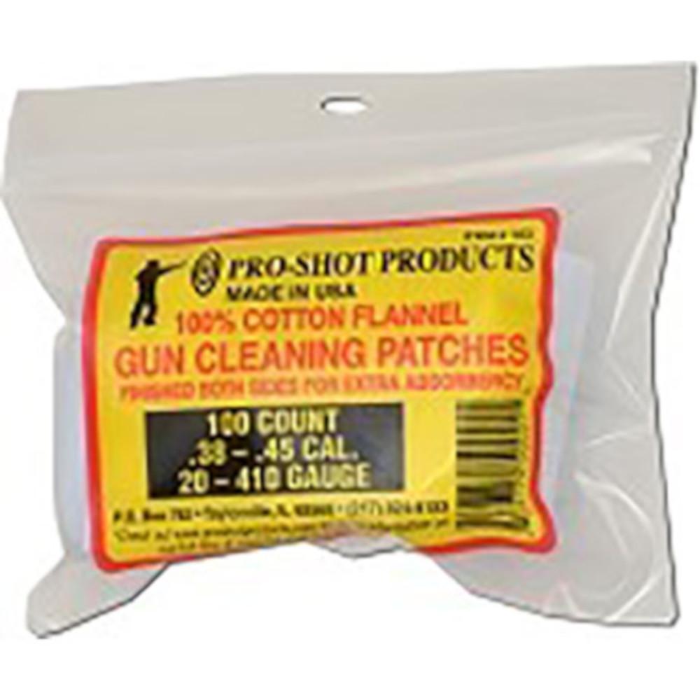  Pro- Shot Cotton Flannel Cleaning Patches .38 To .45 Caliber 20 Gauge And .410 2- 1/4 
