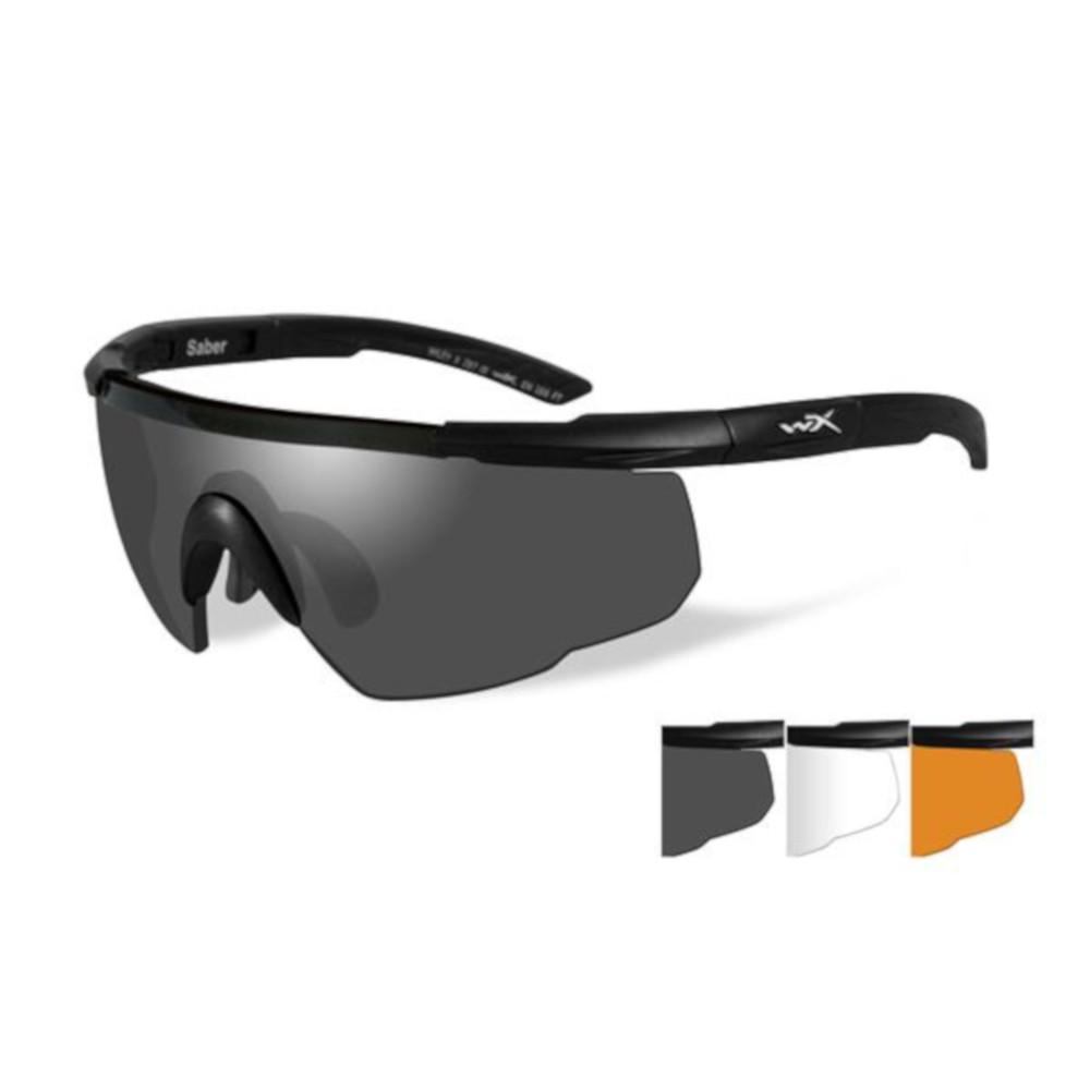  Wiley X Eyewear Saber Advanced Grey/Clear/Rust Lenses Black Frame 308